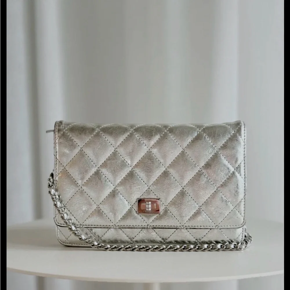 CHANEL Reissue 2.55 WOC Metallic Silver